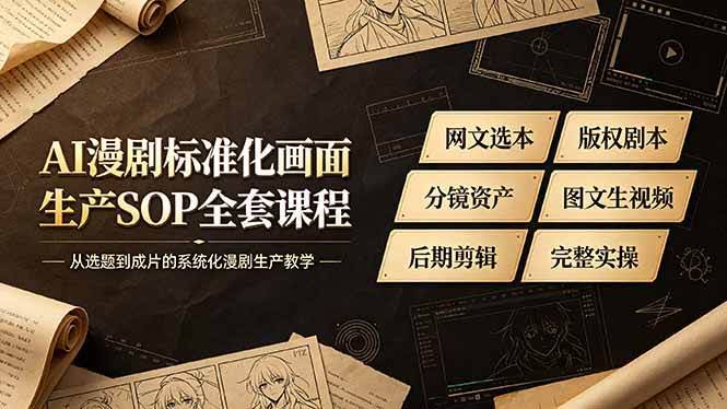 （19401期）AI漫剧标准化画面生产SOP全套课程-更新，网文选本版权剧本分镜资产全覆盖，图文生视频后期剪辑完整实操教学-泰戈创艺资源库