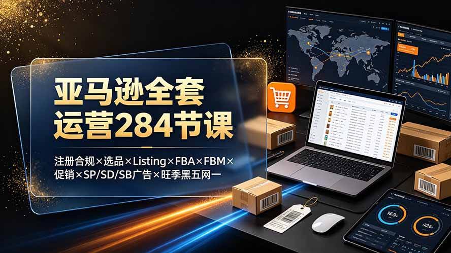 （19410期）亚马逊全套运营284节课：注册合规×选品×Listing×FBA×FBM×促销×SP/SD/SB广告×旺季黑五网一-泰戈创艺资源库