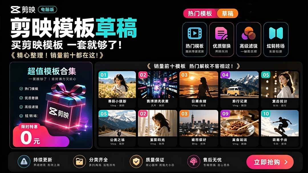 （19408期）1500+套剪映模板素材，超级超级无敌剪映剪辑模板合集包！附带预览图，全免费，撑爆你的网盘内存-泰戈创艺资源库