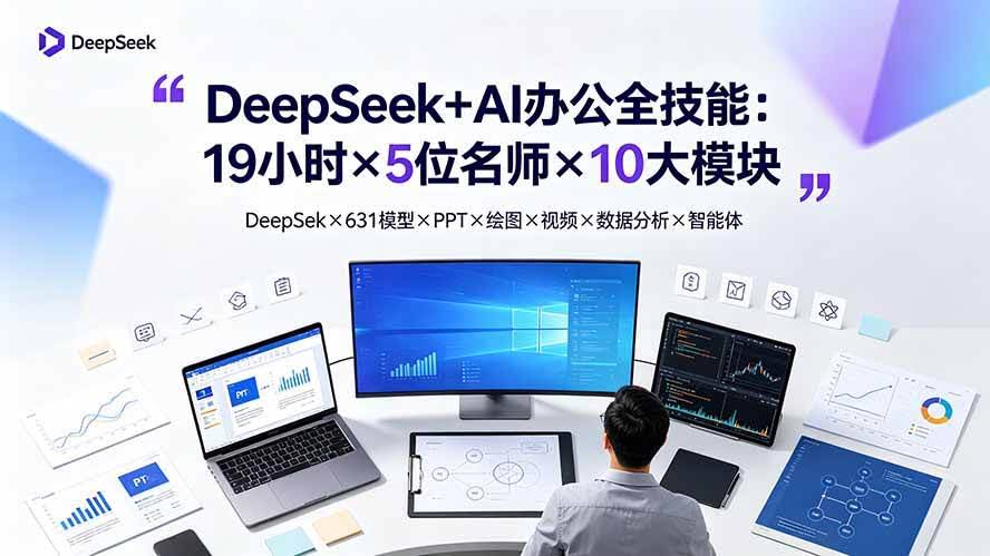 （19411期）DeepSeek+AI办公全技能：19小时×5位名师×10大模块，DeepSeek×631模型×PPT×绘图×视频×数据分析×智能体-泰戈创艺资源库