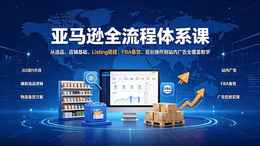 （19409期）亚马逊全流程体系课：从选品、店铺基础、Listing搭建、FBA备货、后台操作到站内广告全覆盖教学-泰戈创艺资源库