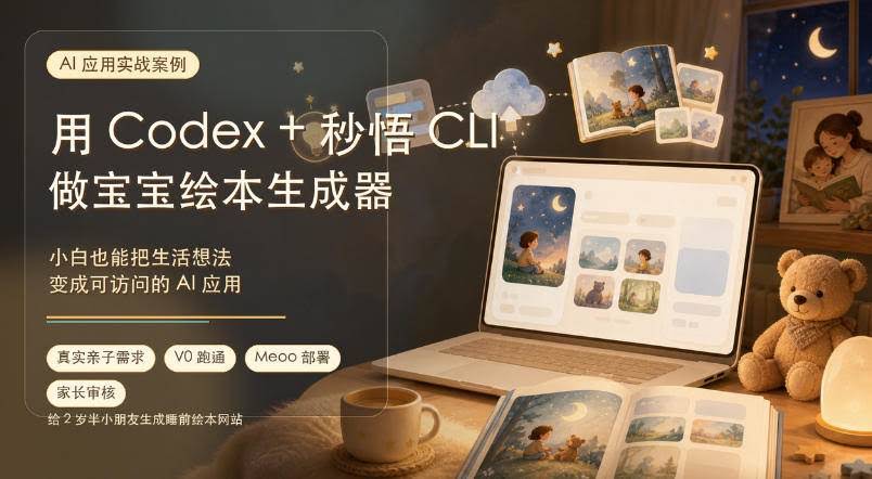 （19415期）AI应用实战案例，用Codex+秒悟CLl做宝宝绘本生成器，小白也能把生活想法变成可访问的AI应用-泰戈创艺资源库