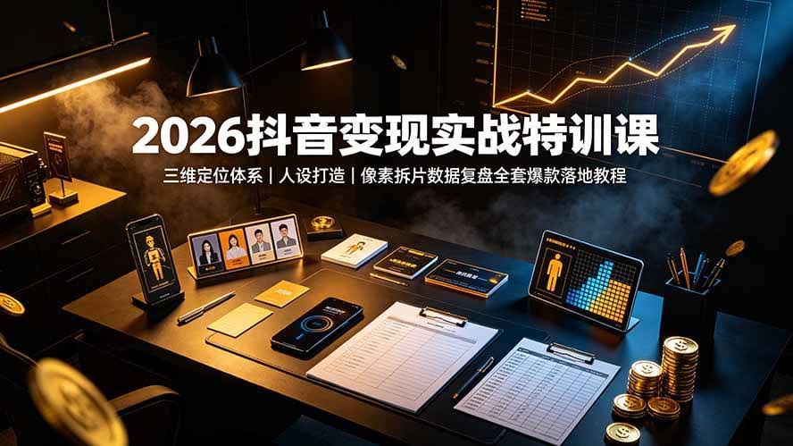（19419期）2026抖音变现实战特训课：三维定位体系｜人设打造｜像素拆片数据复盘全套爆款落地教程-泰戈创艺资源库