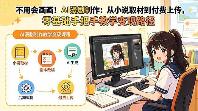 (19429期)不用会画画!AI漫剧制作:从小说取材到付费上传,零基础手把手教学变现路径(更新)-泰戈创艺资源库