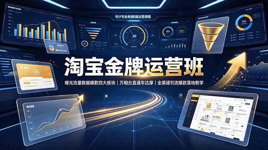 (19434期)淘宝金牌运营班-7月:曝光流量数据爆款四大板块|万相台直通车达摩|全渠道引流爆款落地教学-泰戈创艺资源库
