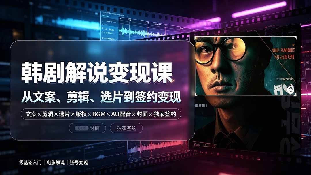 (19438期)抖音270W粉丝博主亲授韩剧解说课:文案×剪辑×选片×版权×BGM×AU配音×封面×独家签约,零基础到变现-泰戈创艺资源库