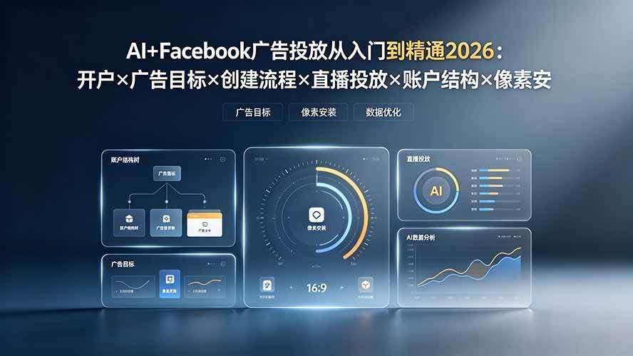 （19465期）AI+Facebook广告投放从入门到精通2026：开户×广告目标×创建流程×直播投放×账户结构×像素安装×AI赋能-泰戈创艺资源库