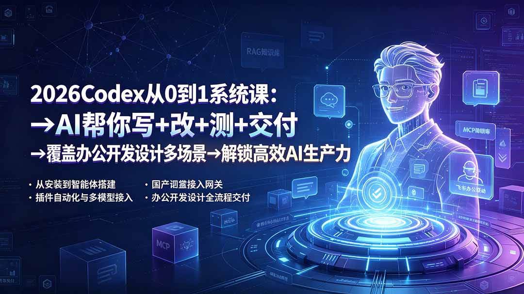 （19461期）2026Codex从0到1系统课：→AI帮你写+改+测+交付→覆盖办公开发设计多场景→解锁高效AI生产力-泰戈创艺资源库