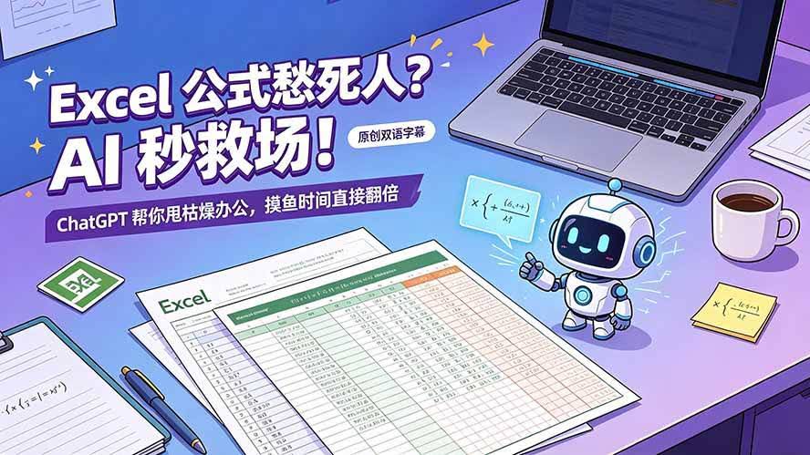 (19487期)Excel 公式愁死人?AI 秒救场!ChatGPT 帮你甩枯燥办公,摸鱼时间直接翻倍【原创双语字幕】-泰戈创艺资源库