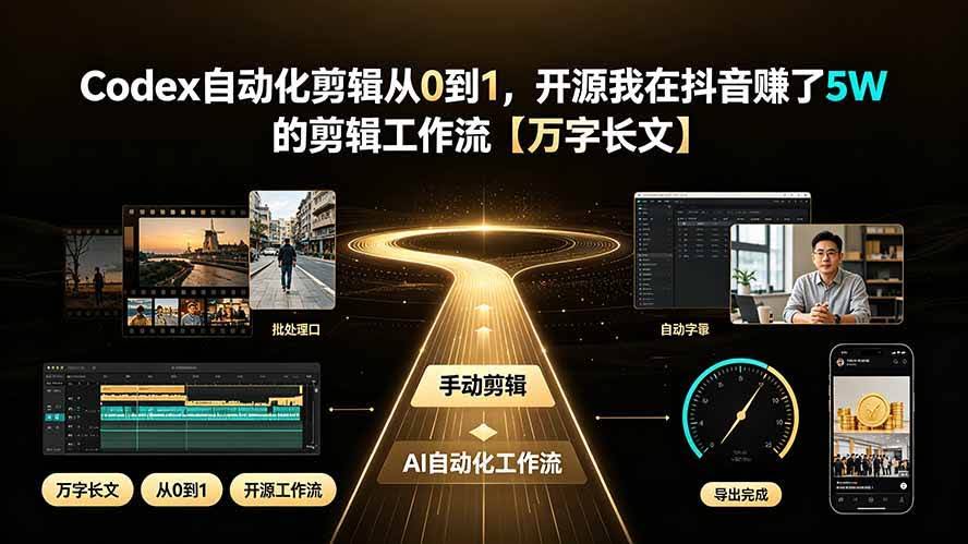 (19504期)Codex自动化剪辑从0到1,开源我在抖音赚了5W 的剪辑工作流【万字长文】-泰戈创艺资源库