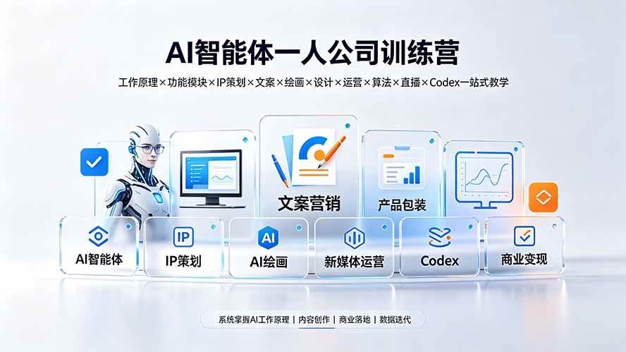 (19502期)AI智能体一人公司训练营:工作原理×功能模块×IP策划×文案×绘画×设计×运营×算法×直播×Codex一站式教学-泰戈创艺资源库