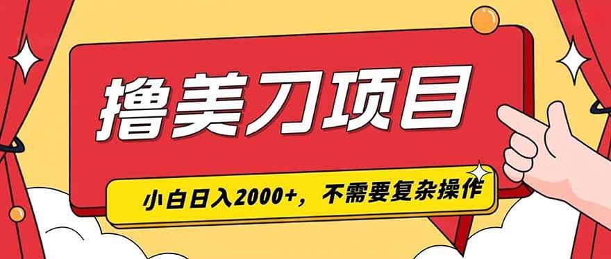 （19493期）撸美刀，单日收入2000+，小白可做-泰戈创艺资源库