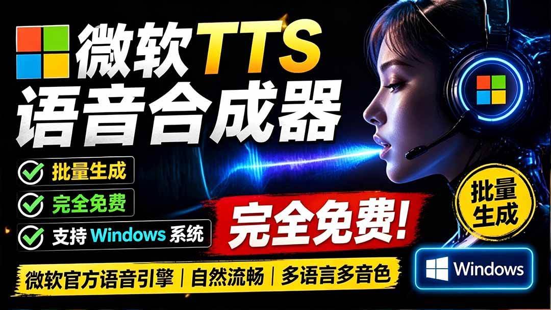 （19494期）微软 TTS 免费语音配音生成器，完全免费，支持多语音、多音色选择，Windows系统专用 TTS语音合成器-泰戈创艺资源库