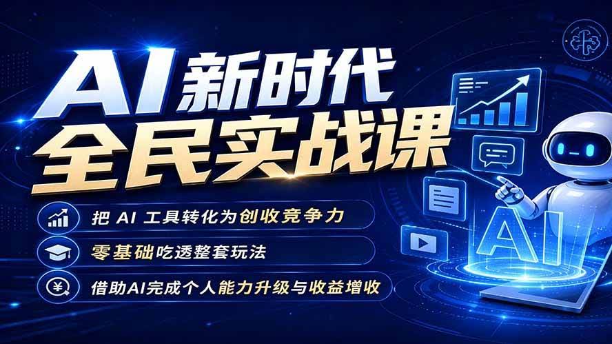 （19519期）AI新时代全民实战课，把 AI 工具转化为创收竞争力，零基础吃透整套玩法，借助AI完成个人能力升级与收益增收。-泰戈创艺资源库