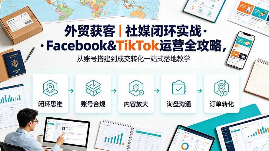 (19526期)外贸获客|社媒闭环实战·Facebook&TikTok运营全攻略,从账号搭建到成交转化一站式落地教学-泰戈创艺资源库
