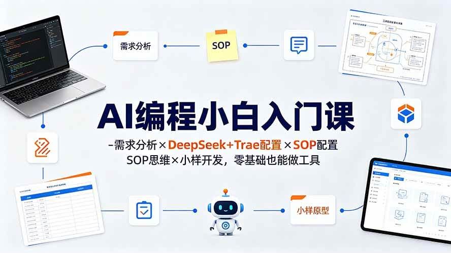 (19539期)AI编程小白入门课-需求分析×DeepSeek+Trae配置×SOP思维×小样开发,零基础也能做工具-泰戈创艺资源库