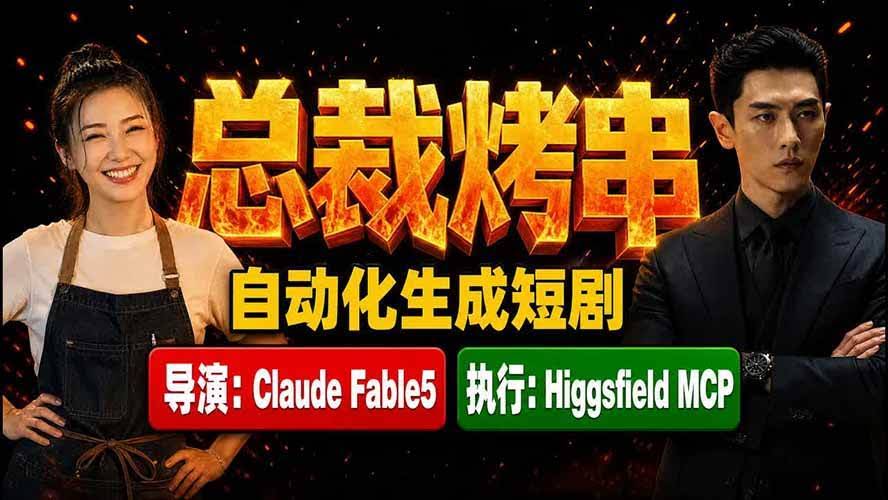 (19541期)《总裁烤串》真人短剧全自动诞生!Claude Fable5 当导演,Higgsfield MCP 执行!-泰戈创艺资源库