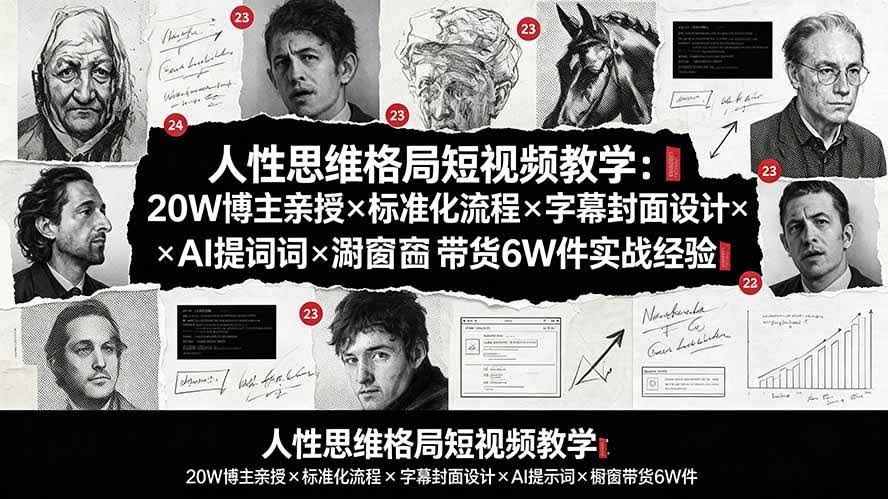 (19538期)人性思维格局短视频教学:20W博主亲授×标准化流程×字幕封面设计×AI提示词×橱窗带货6W件实战经验-泰戈创艺资源库