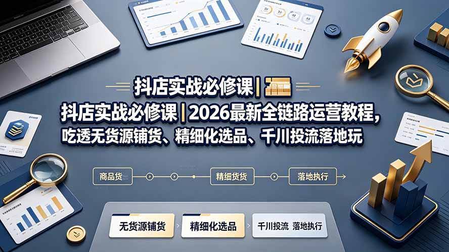 (19549期)抖店实战必修课|2026最新全链路运营教程,吃透无货源铺货、精细化选品、千川投流落地玩法-泰戈创艺资源库