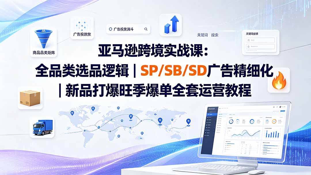 （19563期）亚马逊跨境实战课-更新：全品类选品逻辑｜SP/SB/SD广告精细化｜新品打爆旺季爆单全套运营教程-泰戈创艺资源库