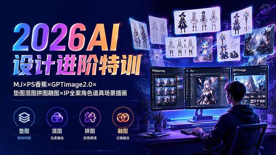 （19569期）2026AI设计进阶特训：MJ×PS香蕉×GPTimage2.0×垫图混图拼图融图×IP全案角色道具场景插画-泰戈创艺资源库