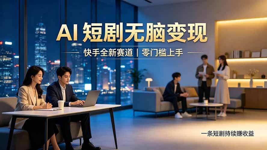 (19577期)别乱找副业了,快手 AI 短剧零门槛长久被动增收-泰戈创艺资源库