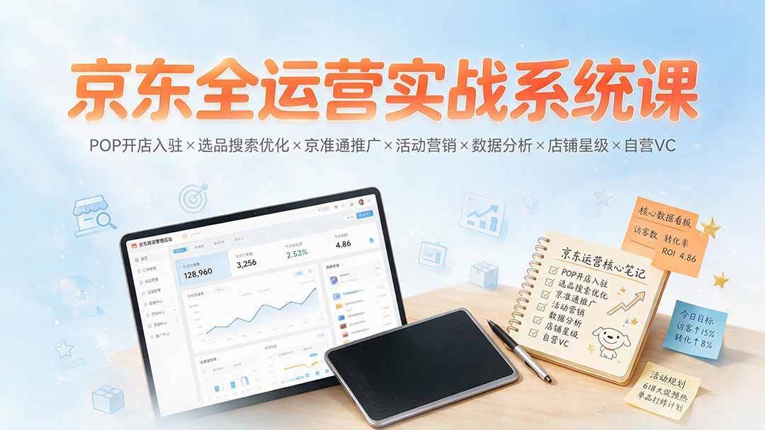 (19581期)京东全运营实战系统课:POP开店入驻×选品搜索优化×京准通推广×活动营销×数据分析×店铺星级×自营VC-泰戈创艺资源库
