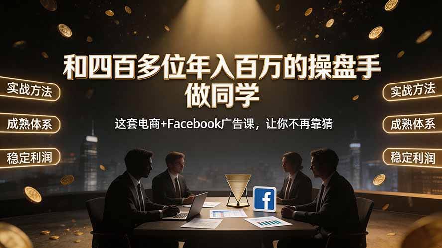 (19592期)和四百多位年入百万的操盘手做同学——这套电商+Facebook广告课,让你不再靠猜【原创双语字幕】-泰戈创艺资源库
