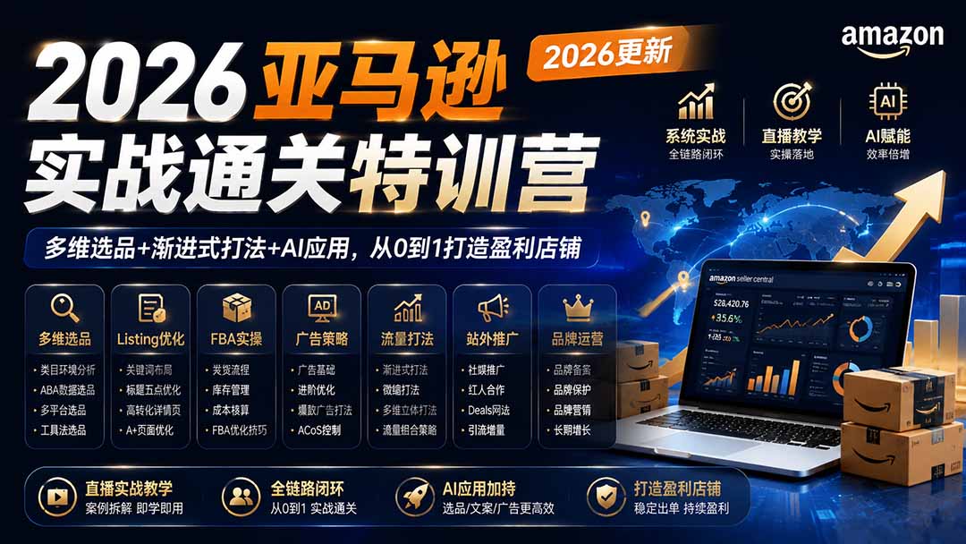 (19768期)2026亚马逊实战通关特训营-2026更新,多维选品+渐进式打法+AI应用,从0到1打造盈利店铺-泰戈创艺资源库