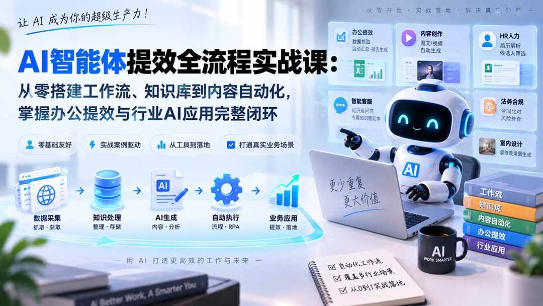 （20260期）AI智能体提效全流程实战课：从零搭建工作流、知识库到内容自动化，掌握办公提效与行业AI应用完整闭环-泰戈创艺资源库