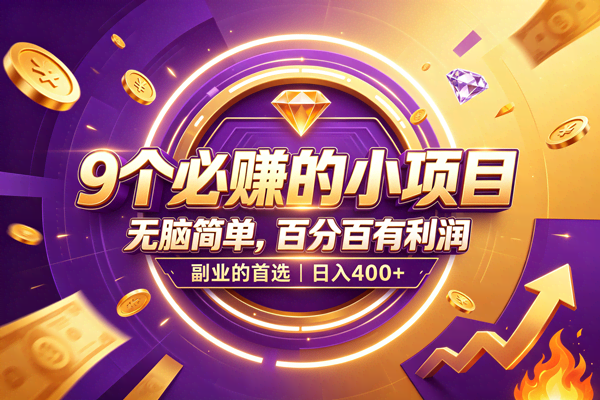 (19617期)9个必赚的小项目,无脑简单,百分百有利润,副业的首选,日入500+-泰戈创艺资源库