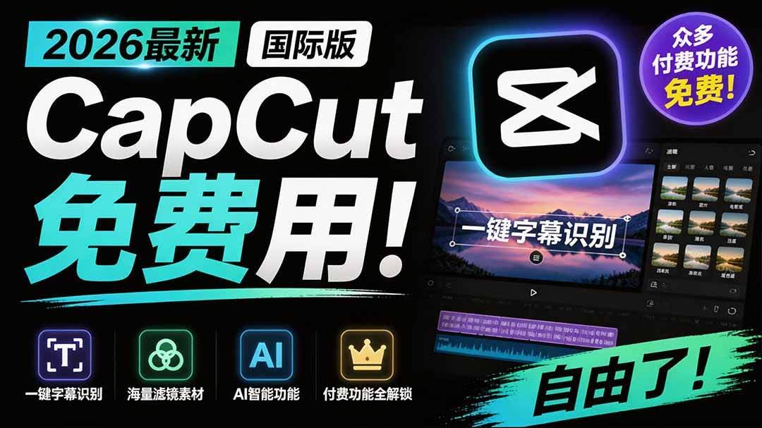 (19621期)2026最新国际版剪映!CapCut 众多付费功能免费用,一键字幕识别 / 滤镜素材 / AI智能功能自由了 CapCut-泰戈创艺资源库