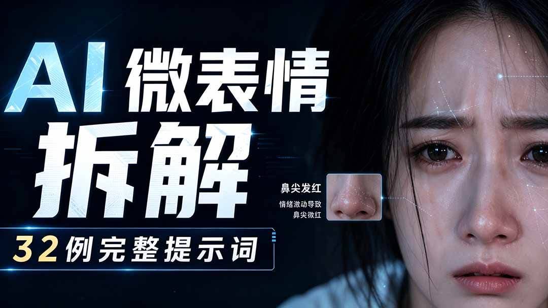 (19629期)AI微表情拆解提示词合集,精准调控AI角色表情,告别塑料感、AI面瘫脸。-泰戈创艺资源库