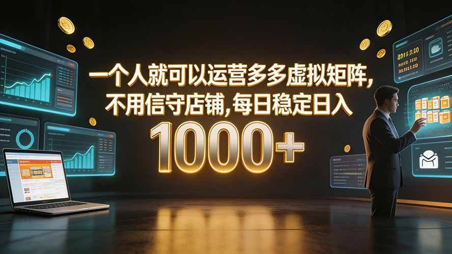 (19622期)一个人就可以运营多多虚拟矩阵,不用值守店铺,每日稳定日入 1000+-泰戈创艺资源库