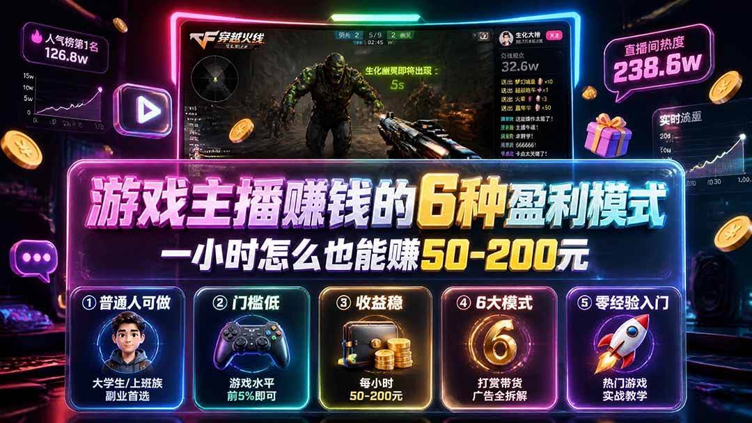 （19627期）付费文章：游戏主播赚钱的6种盈利模式，一小时怎么也能赚50-200元-泰戈创艺资源库