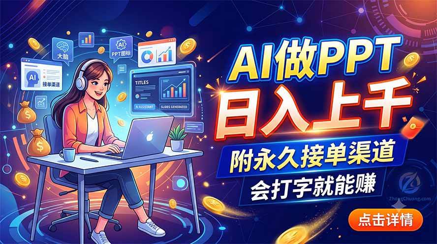 (19644期)AI做PPT日入上千,附永久接单渠道,会打字就能赚-泰戈创艺资源库