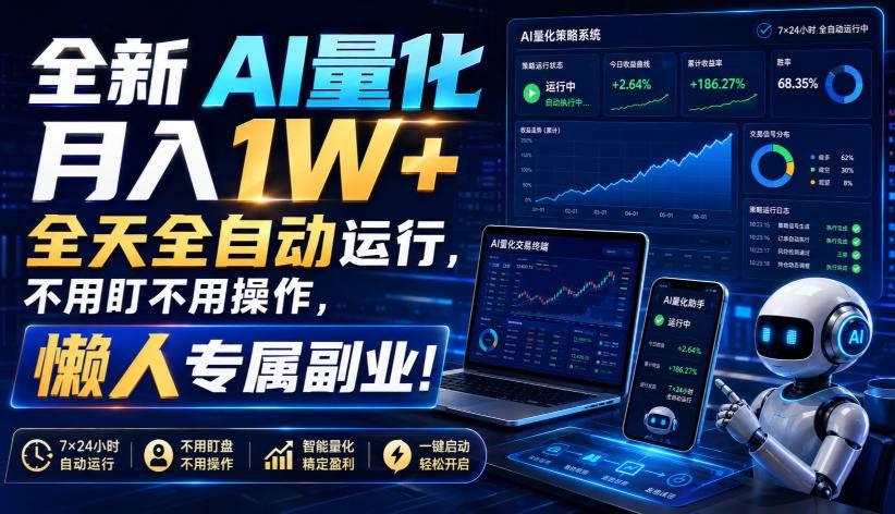 （19684期）全新AI量化月入1W+，全天全自动运行，不用盯不用操作，懒人专属副业！-泰戈创艺资源库