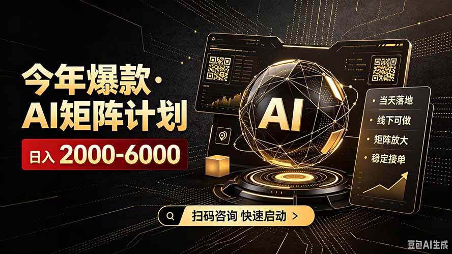 (19703期)AI矩阵计划!日收益3000-8000+,项目绿色长久,安全合规靠谱,可批量放大。扶持工作室和分公司-泰戈创艺资源库