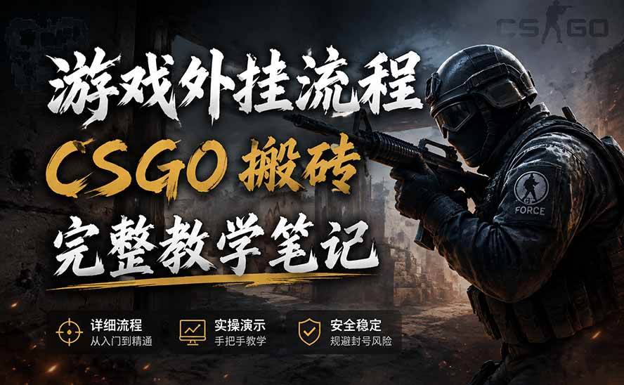 (19719期)游戏挂机全流程笔记分享,CSGO游戏搬砖,小白看了当天学会见收益-泰戈创艺资源库
