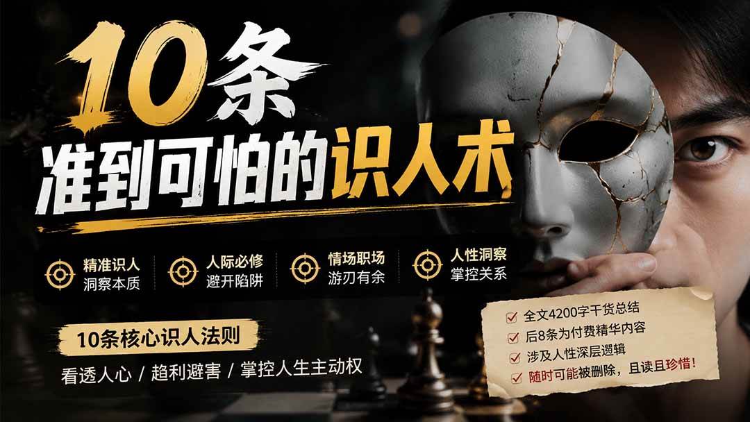 （19751期）付费文章：分享10条准到可怕的识人术术，希望能帮到大家。-泰戈创艺资源库