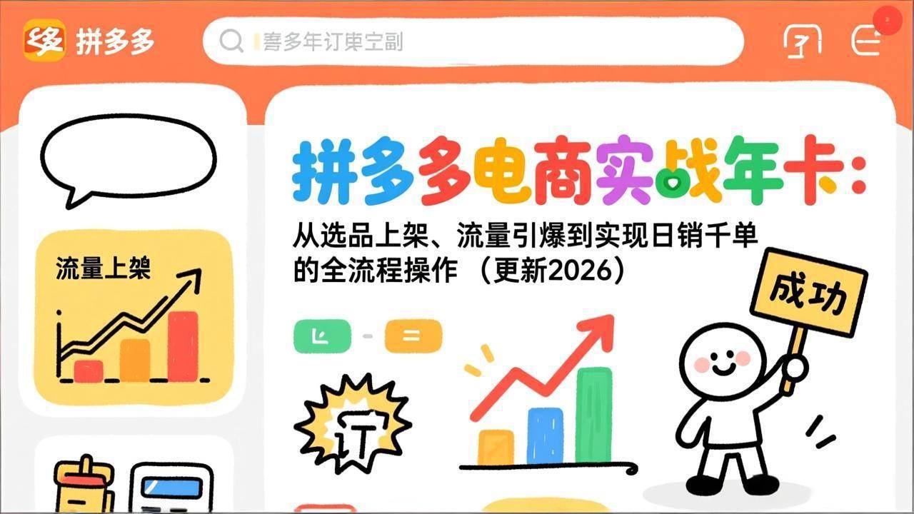 （19839期）拼多多电商实战年卡：从选品上架、流量引爆到实现日销千单的全流程操作（更新2026年8月）-泰戈创艺资源库