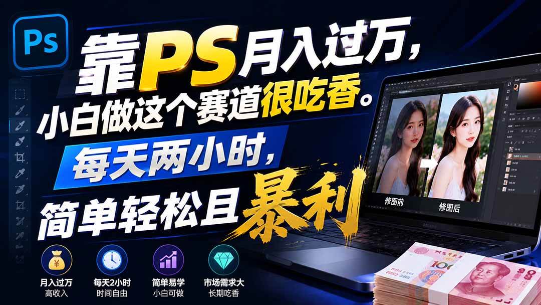 (19916期)靠PS月入过万,小白做这个赛道很吃香。每天两小时,简单轻松且暴利-泰戈创艺资源库