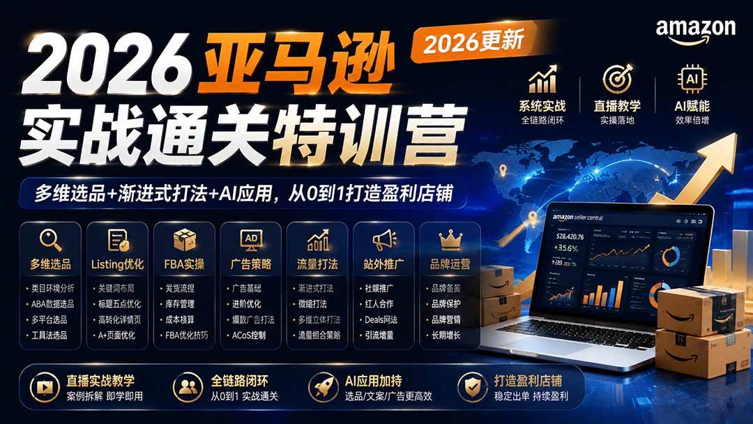 (19907期)2026亚马逊实战通关特训营-2026更新,多维选品+渐进式打法+AI应用,从0到1打造盈利店铺-泰戈创艺资源库