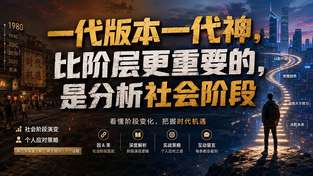 (19745期)付费文章:一代版本一代神,比阶层更重要的,是分析社会阶段-泰戈创艺资源库