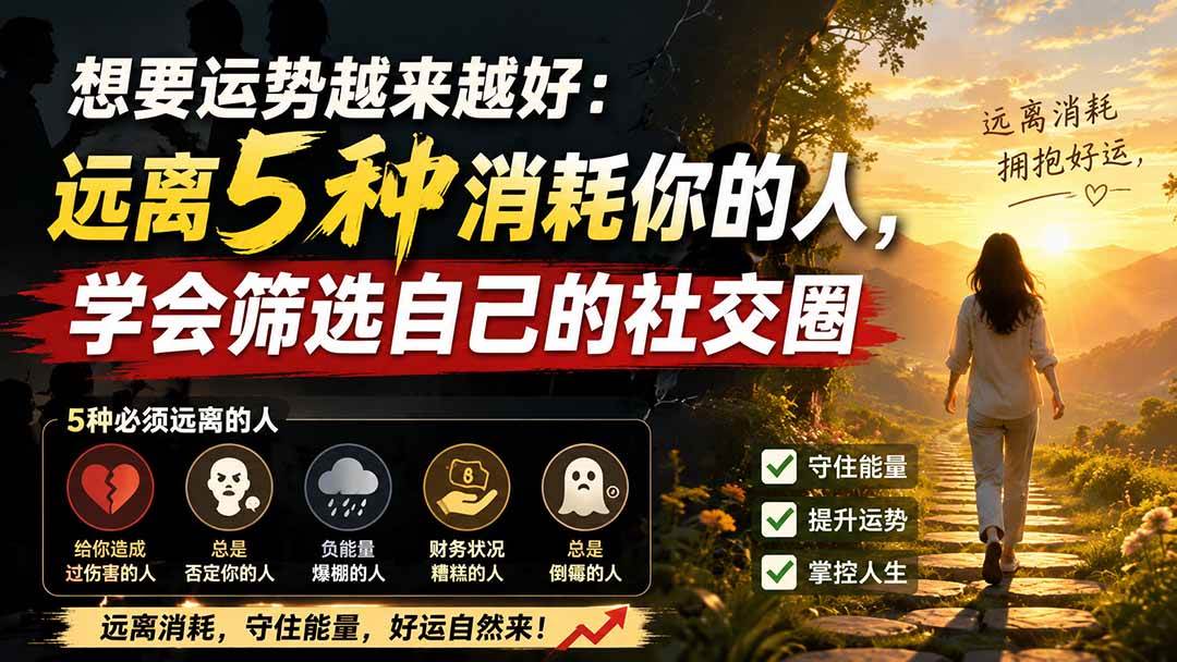 （19965期）付费文章：想要运势越来越好：远离5种消耗你的人，学会筛选自己的社交圈-泰戈创艺资源库