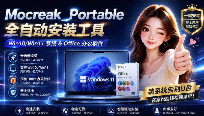 （19970期）Mocreak全自动安装office和win10、win11系统，告别U盘装系统，使用安全可靠-泰戈创艺资源库