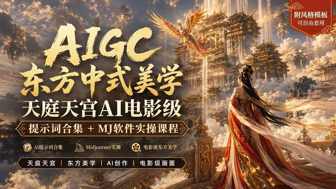 (19998期)AIGC东方中式美学天庭天宫AI电影级提示词合集+MJ软件实操课程-泰戈创艺资源库