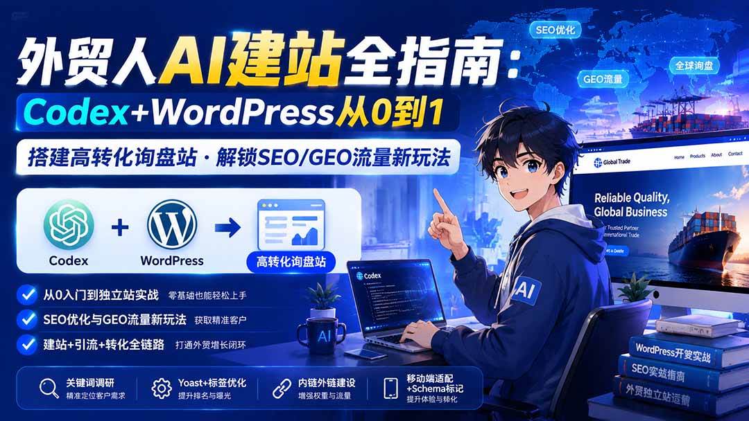 (20003期)外贸人AI建站全指南:Codex+WordPress从0到1·搭建高转化询盘站·解锁SEO/GEO流量新玩法-更新8月-泰戈创艺资源库