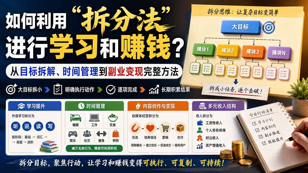 （20022期）付费文章：如何利用“拆分法”进行学习和賺钱？从目标拆解、时间管理到副业变现完整方法-泰戈创艺资源库