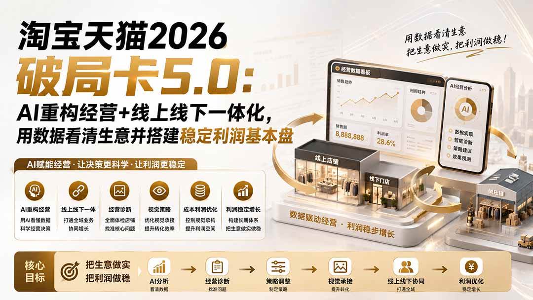 （20026期）淘宝天猫2026破局卡5.0：AI重构经营+线上线下一体化，用数据看清生意并搭建稳定利润基本盘（修复）-泰戈创艺资源库